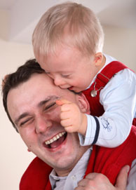 Dad, with son with Down syndrome