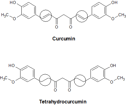 molecular difference between curcumin and tetrahydrocurcumin